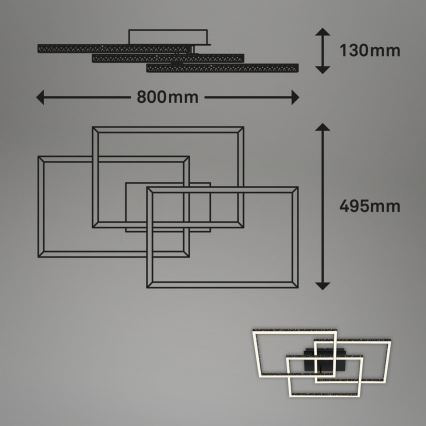 Brilo - Plafonnier à intensité variable FRAME LED/57W/230V 3000K noir