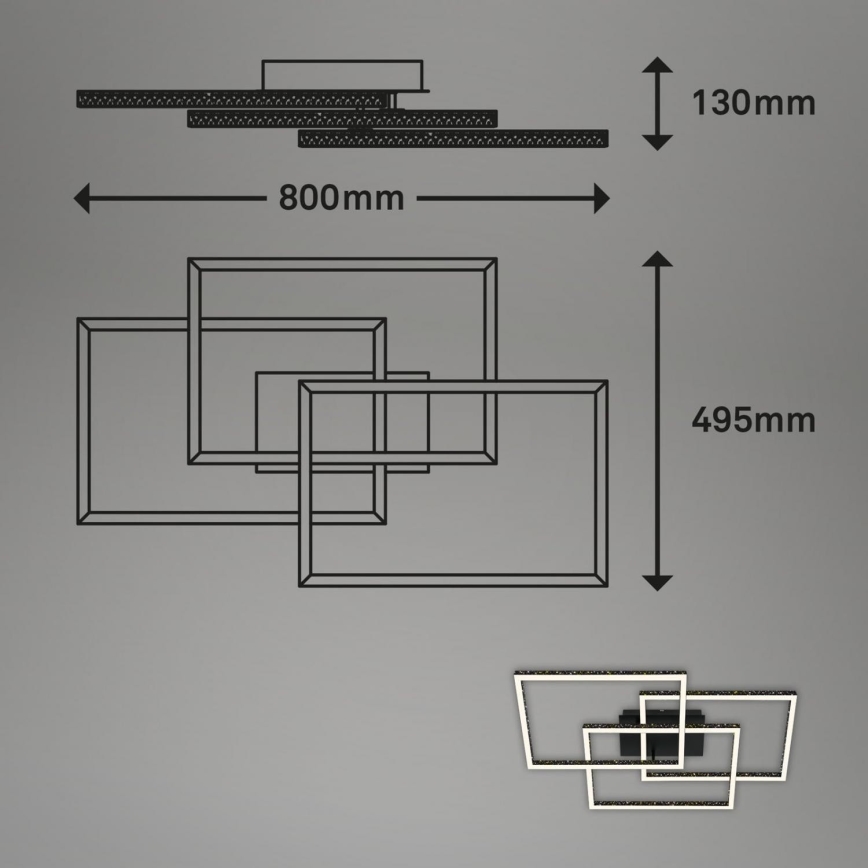 Brilo - Plafonnier à intensité variable FRAME LED/57W/230V 3000K noir