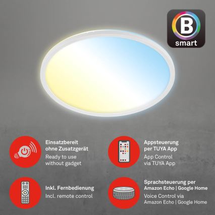 Brilo - Plafonnier à intensité variable LED SLIM LED/22W/230V 2700-6500K Wi-Fi Tuya + télécommande