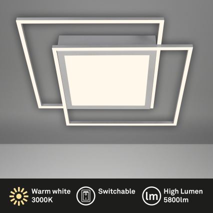 Brilo - Plafonnier LED 2xLED/16W/230V + LED/19W 51,5x51,5 cm chrome mat