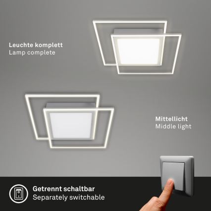 Brilo - Plafonnier LED 2xLED/16W/230V + LED/19W 51,5x51,5 cm chrome mat