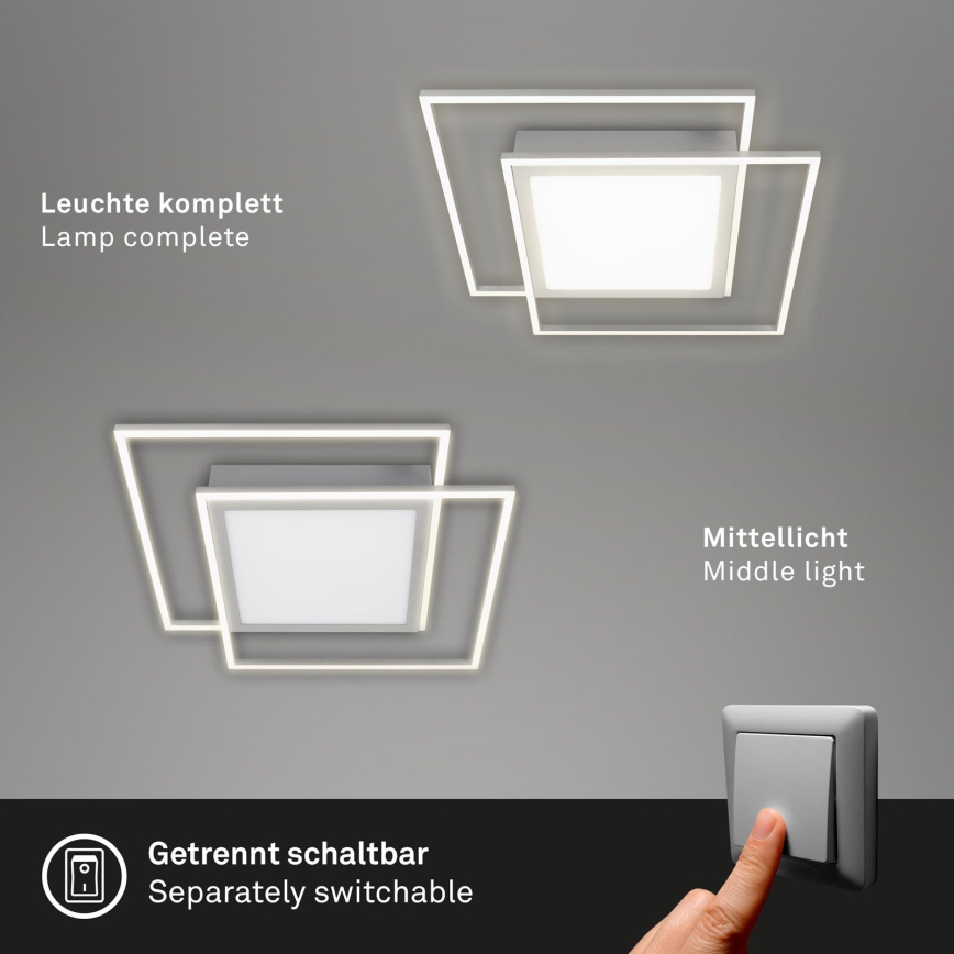 Brilo - Plafonnier LED 2xLED/16W/230V + LED/19W 51,5x51,5 cm chrome mat