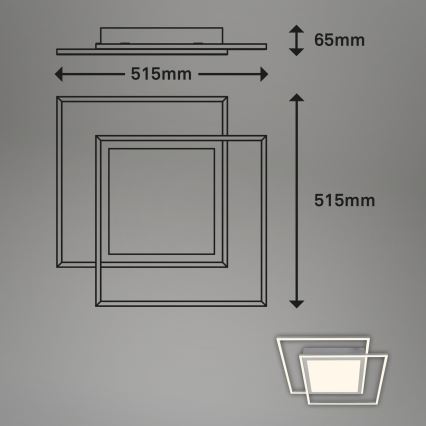 Brilo - Plafonnier LED 2xLED/16W/230V + LED/19W 51,5x51,5 cm chrome mat