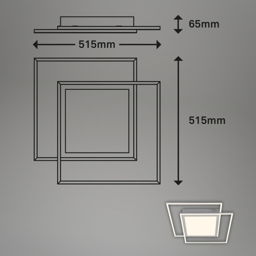 Brilo - Plafonnier LED 2xLED/16W/230V + LED/19W 51,5x51,5 cm chrome mat