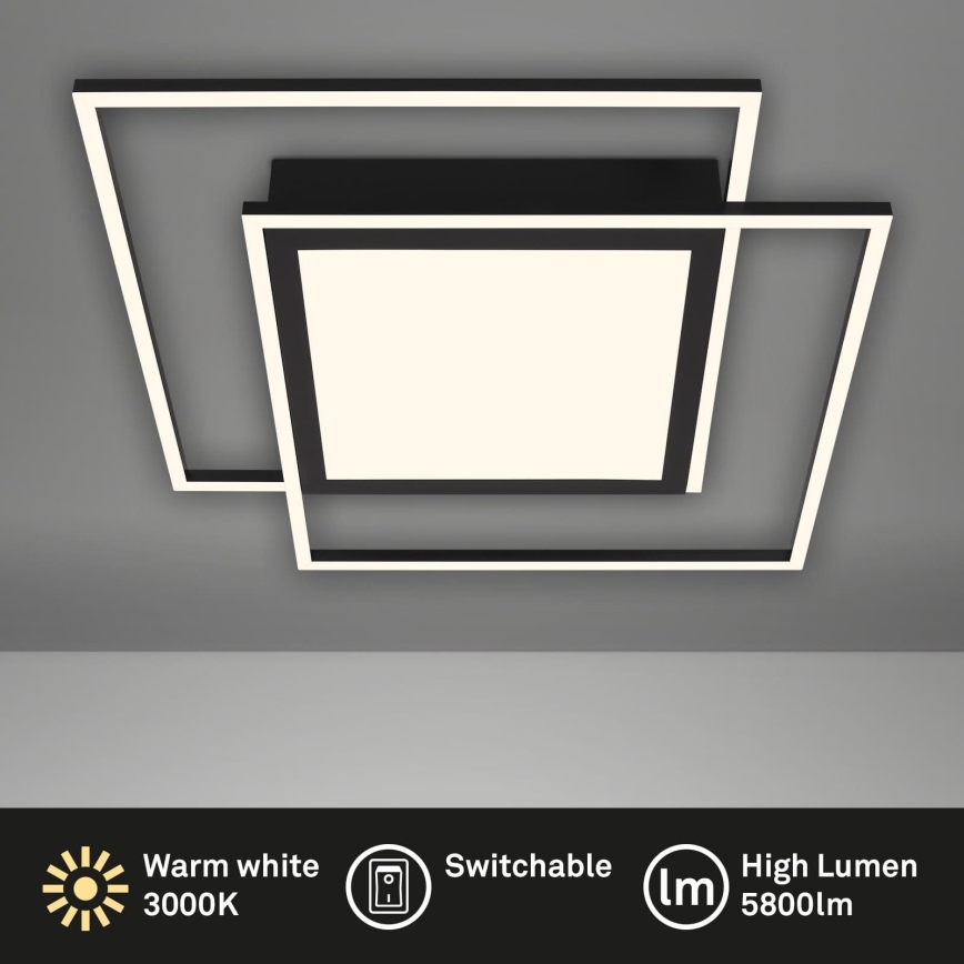 Brilo - Plafonnier LED 2xLED/16W/230V + LED/19W 51,5x51,5 cm noir