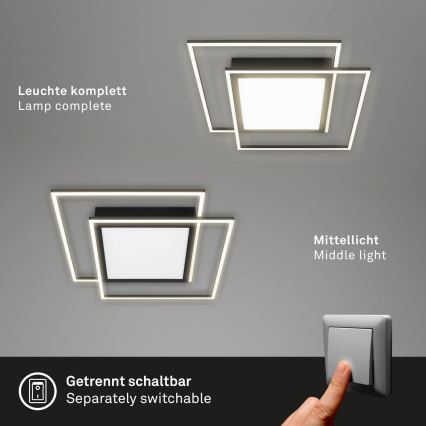 Brilo - Plafonnier LED 2xLED/16W/230V + LED/19W 51,5x51,5 cm noir