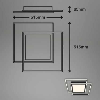 Brilo - Plafonnier LED 2xLED/16W/230V + LED/19W 51,5x51,5 cm noir