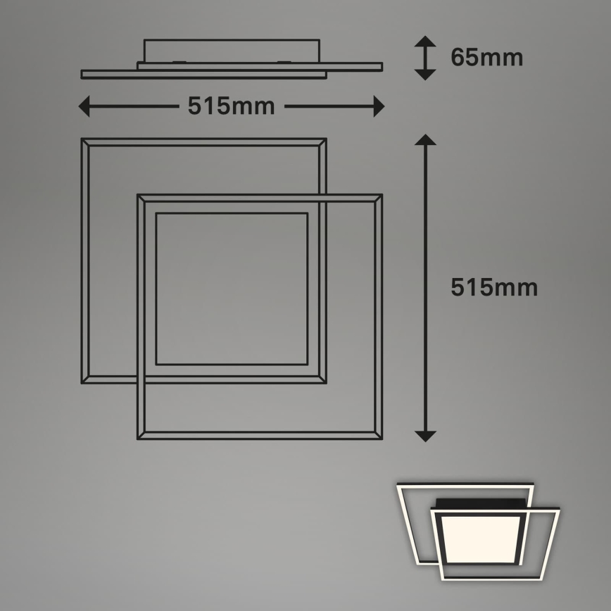 Brilo - Plafonnier LED 2xLED/16W/230V + LED/19W 51,5x51,5 cm noir