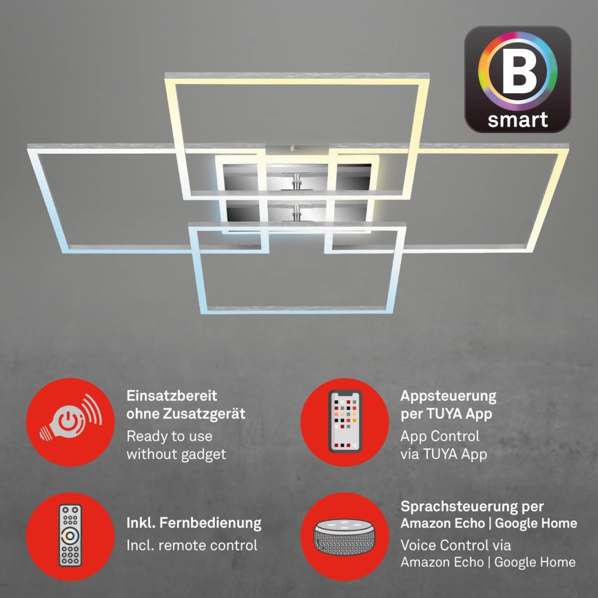 Brilo - Plafonnier LED à intensité variable FRAME LED/50W/230V 2700-6500K Wi-Fi Tuya + télécommande
