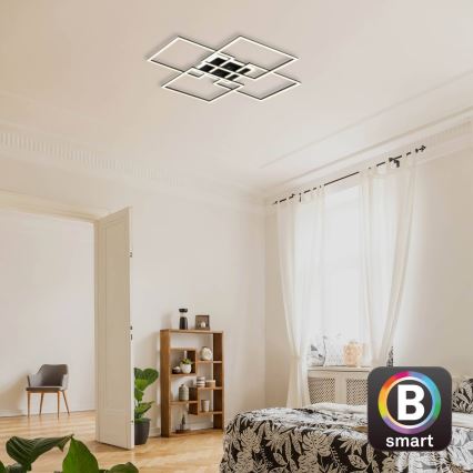 Brilo - Plafonnier LED dimmable FRAME LED/50W/230V 2700-6500K 72,4x72,4cm noir Wi-Fi Tuya + télécommande