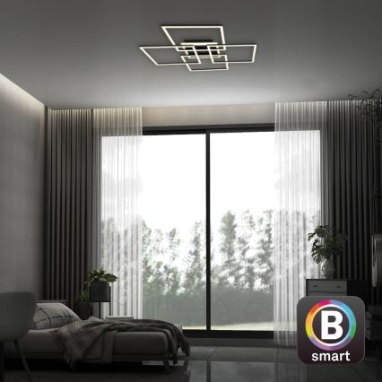 Brilo - Plafonnier LED dimmable FRAME LED/50W/230V 2700-6500K 72,4x72,4cm noir Wi-Fi Tuya + télécommande
