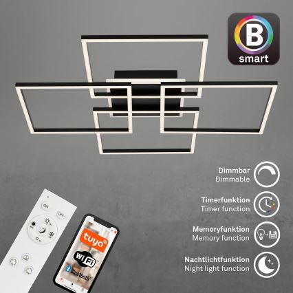 Brilo - Plafonnier LED dimmable FRAME LED/50W/230V 2700-6500K 72,4x72,4cm noir Wi-Fi Tuya + télécommande
