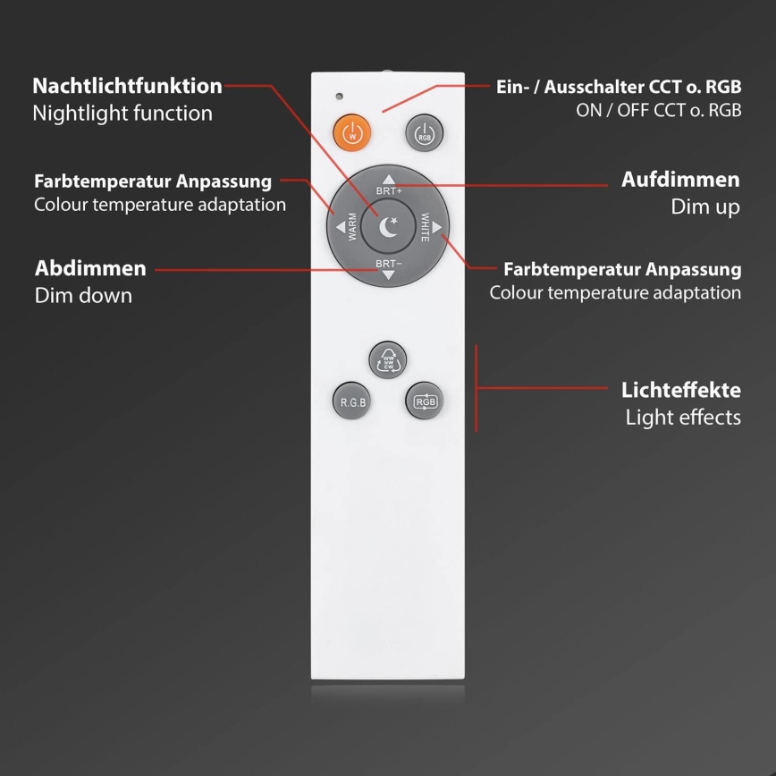 Brilo - Plafonnier LED RGB dimmable LED/40W/230V 3000-6500K + télécommande