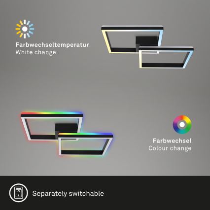 Brilo - Plafonnier LED RGBW à intensité variable FRAME 2xLED/17W/230V 2700-6500K+ Télécommande