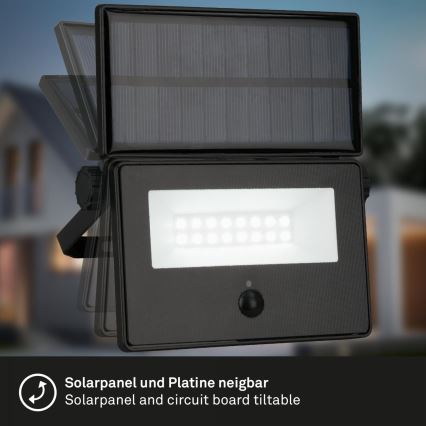 Brilo - Projecteur solaire LED avec capteur LED/5W/5,5V IP54 1200 mAh