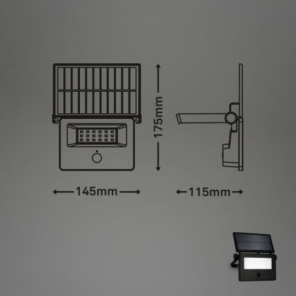 Brilo - Projecteur solaire LED avec capteur LED/5W/5,5V IP54 1200 mAh