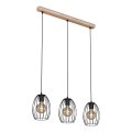Brilo - Suspension filaire WAKTU 3xE27/60W/230V hévéa