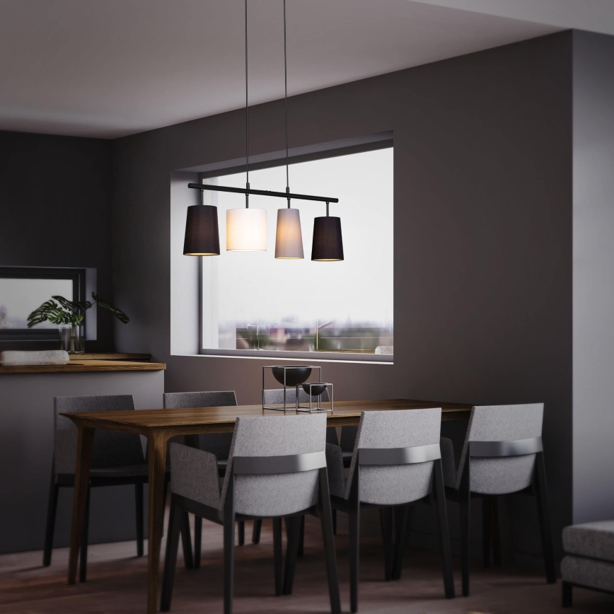 Brilo - Suspension sur câble 4xE27/40W/230V noir/gris/blanc