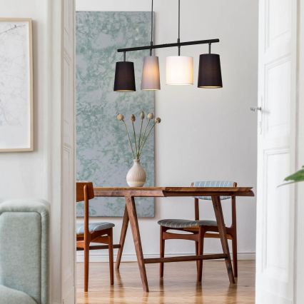 Brilo - Suspension sur câble 4xE27/40W/230V noir/gris/blanc