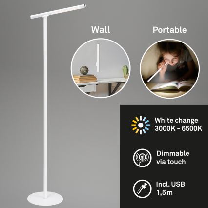 Briloner 1384-016 - Lampadaire tactile à intensité variable 2in1 EVERYWHERE LED/2,3W/5V 2000 mAh