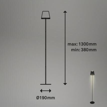 Briloner 1438015 - Lampadaire LED dimmable KIKI LED/4,3W/5V IP44 2600 mAh noir