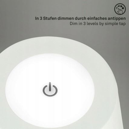 Briloner 1438016 - Lampadaire tactile à intensité variable 3en1 LED/3,5W/5V IP44 3000K 38-130 cm blanc