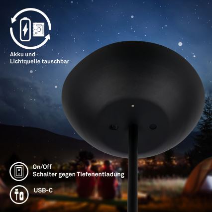 Briloner 1500015 - Lampadaire dimmable à LED ESTATE LED/8W/5V 4000 mAh noir