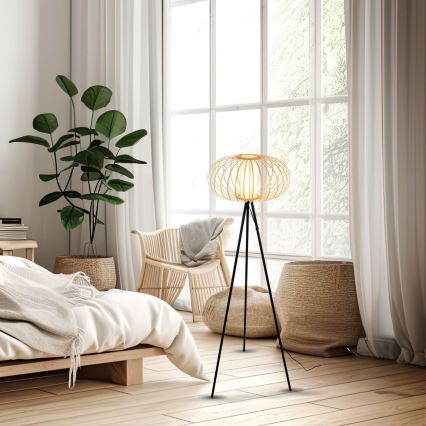 Briloner 1759011 - Lampadaire 1x E27/10W/230V bambou/noir