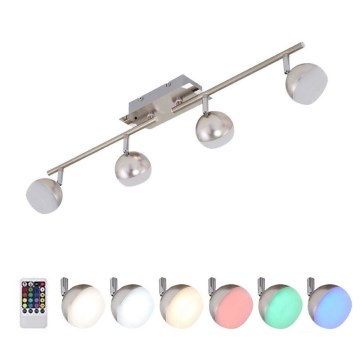 Briloner 2040-042 - Spot LED RGB à intensité variable BAFFLE 4xLED/3,3W/230V + télécommande