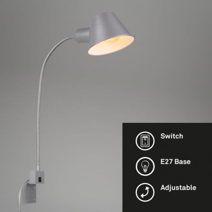 Briloner 2079-014 - Applique murale flexible 1xE27/10W/230V argent