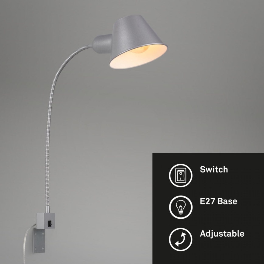 Briloner 2079-014 - Applique murale flexible 1xE27/10W/230V argent