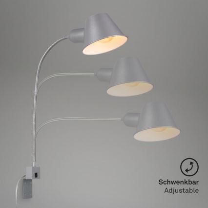Briloner 2079-014 - Applique murale flexible 1xE27/10W/230V argent