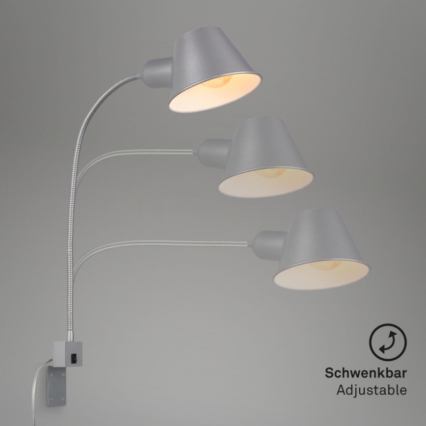 Briloner 2079-014 - Applique murale flexible 1xE27/10W/230V argent