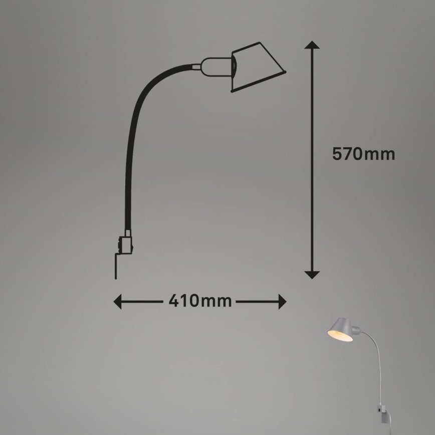 Briloner 2079-014 - Applique murale flexible 1xE27/10W/230V argent