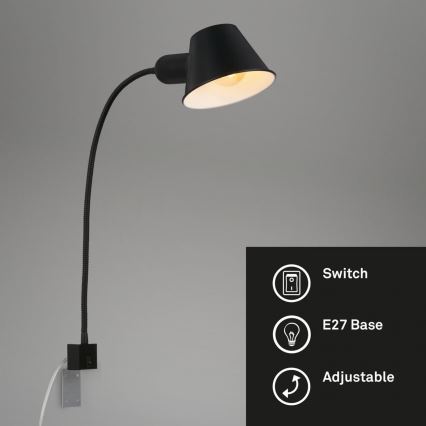 Briloner 2079-015 - Applique murale flexible 1xE27/10W/230V noir