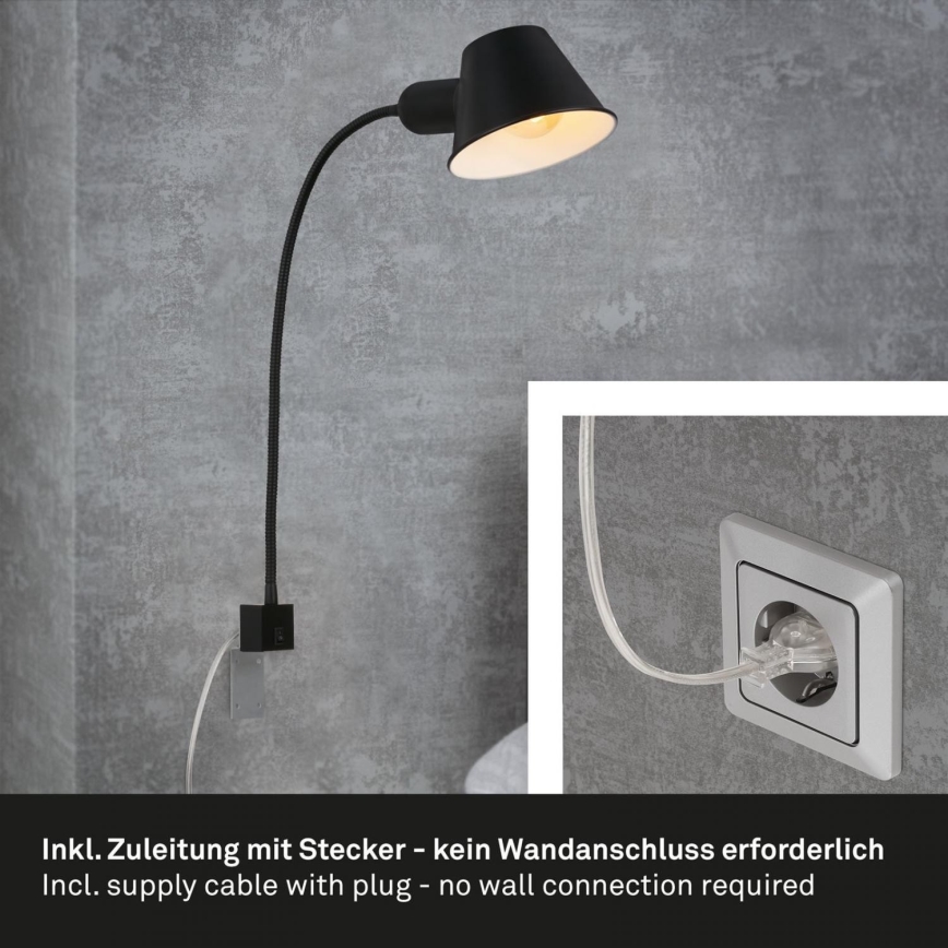 Briloner 2079-015 - Applique murale flexible 1xE27/10W/230V noir
