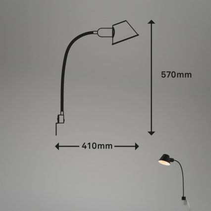 Briloner 2079-015 - Applique murale flexible 1xE27/10W/230V noir