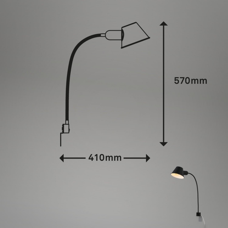 Briloner 2079-015 - Applique murale flexible 1xE27/10W/230V noir