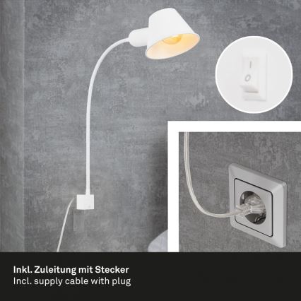 Briloner 2079-016 - Applique murale flexible 1xE27/10W/230V blanc