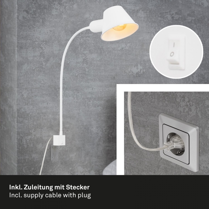 Briloner 2079-016 - Applique murale flexible 1xE27/10W/230V blanc
