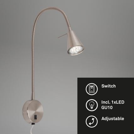 Briloner 2082-012 - Applique murale LED flexible COMFORT LIGHT 1xGU10/5W/230V chrome mat
