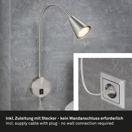 Briloner 2082-012 - Applique murale LED flexible COMFORT LIGHT 1xGU10/5W/230V chrome mat