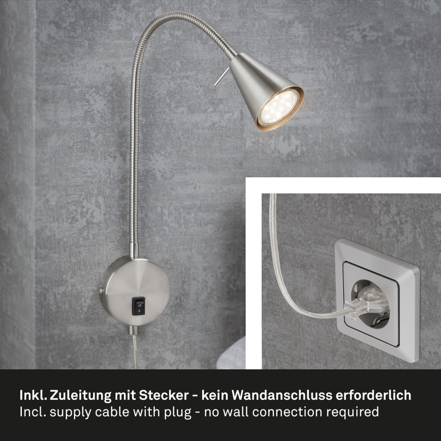 Briloner 2082-012 - Applique murale LED flexible COMFORT LIGHT 1xGU10/5W/230V chrome mat