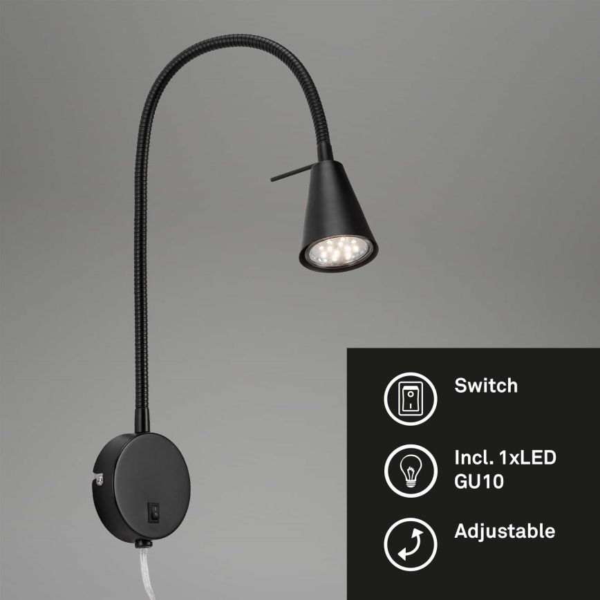 Briloner 2082-015 - Lampe murale LED flexible COMFORT LIGHT 1xGU10/5W/230V noire