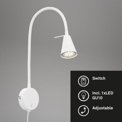 Briloner 2082-016 - Lampe murale LED flexible COMFORT LIGHT 1xGU10/5W/230V blanche