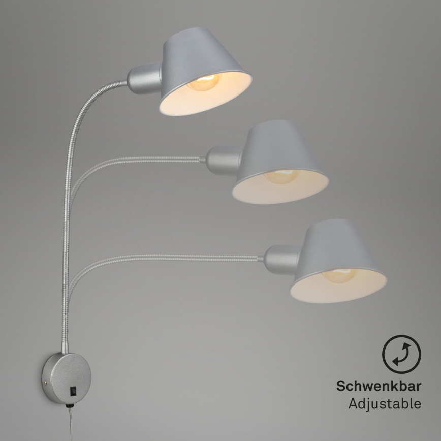 Briloner 2089-014 - Applique murale flexible BRELLO 1xE27/10W/230V chrome mat