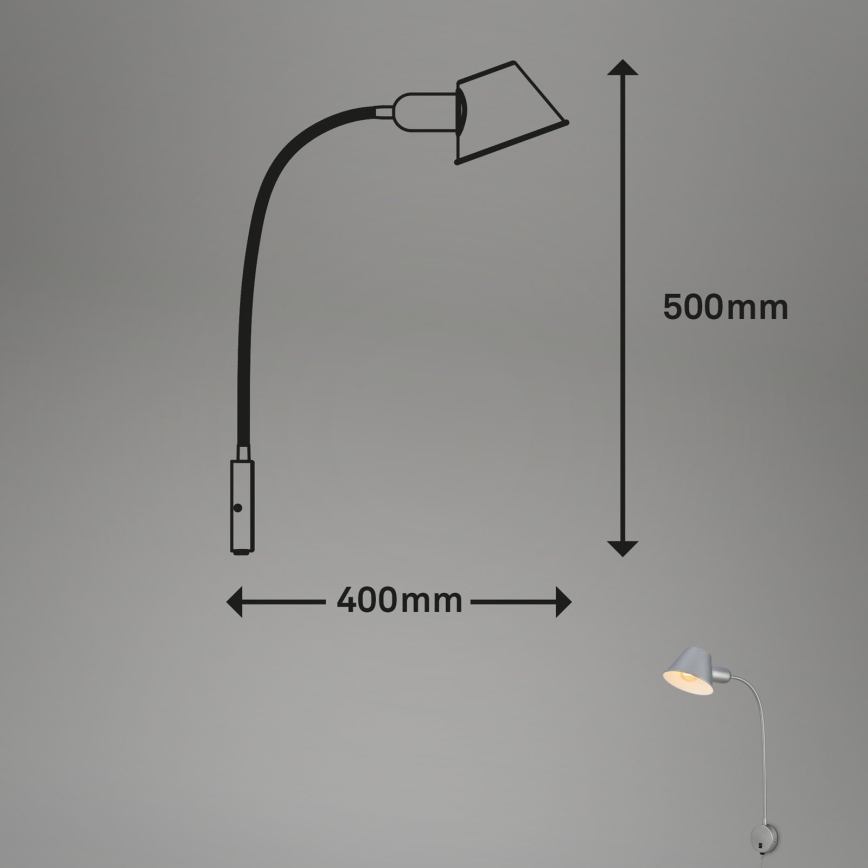 Briloner 2089-014 - Applique murale flexible BRELLO 1xE27/10W/230V chrome mat