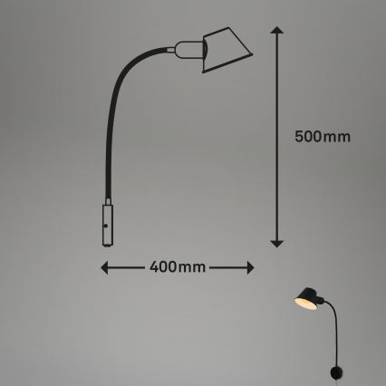 Briloner 2089-015 - Applique murale flexible BRELLO 1xE27/10W/230V, noire