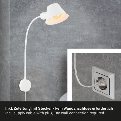 Briloner 2089-016 - Applique murale flexible BRELLO 1xE27/10W/230V blanche