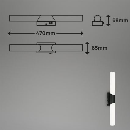 Briloner 2111-115 - Éclairage LED pour miroir de salle de bains LED/11W/230V IP44 47 cm noir